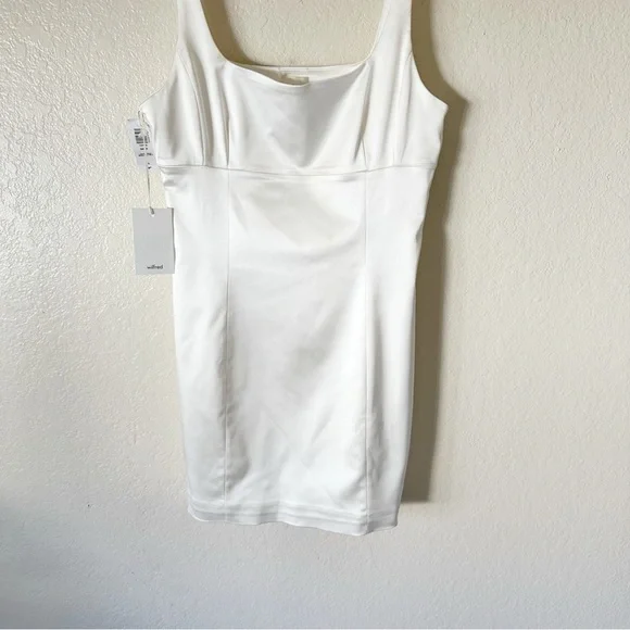 Aritzia Cream Square Neck Fitted Mini Dress - Picture 4 of 13